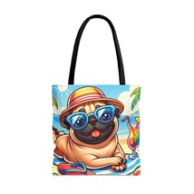 Tote Bag, Dog on Beach,Pug, Tote bag, 3 Sizes Available, awd-1238 - £22.45 GBP+