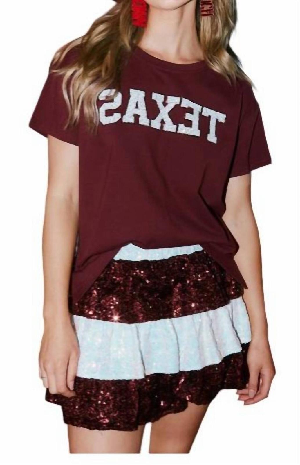 Fantastic Fawn Sequin Texas Stars &amp; Fringe T-Shirt Size L - $37.62