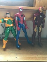 Lot of 3 Large Marvel Spiderman IRONMAN Green and Yellow Plastic Poseable Play  - £11.71 GBP