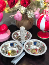 Glitz &amp; Glimmer Silver Rhinestones Christmas Valentines Candy Dish Bowls... - $39.59