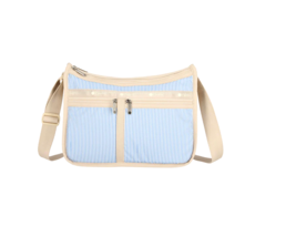 LeSportsac Seersucker Stripes Deluxe Everyday, French Blue &amp; White Pinst... - $104.99