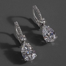 2.20 Ct Pear Cut CZ Diamond Drop &amp; Dangle Earrings 14K White Gold Finish - £63.94 GBP
