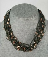 COLDWATER CREEK Multi Strand Green Copper and Leather Necklace New - €11,28 EUR
