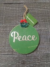 Vintage Style Wooden Christmas Tree Peace Ornament New. - £11.96 GBP