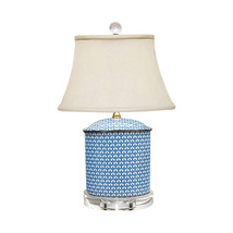 Beautiful Blue and White Porcelain Oval Vase Patterned Table Lamp 19.5&quot; - £211.41 GBP