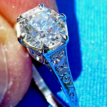 Earth mined European cut Diamond Deco Engagement Ring Antique Platinum S... - £7,733.68 GBP