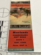 Matchbook Cover  Howl• Lands •Hamburger Non  Hot Dogs. Kent. FL  gmg  Unsliced - $12.38