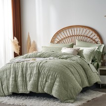 Akkialla Queen Comforter Set 7 Pieces,Sage Green Boho Tufted, Green,Queen - £62.86 GBP