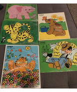 5 Vintage Playskool Wood Puzzles - Elephant, Little Boy Blue, Dog, Garfi... - $971.46 MXN