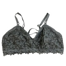 Aerie XL Bralette Bra Lace Triangle Bra Gray Floral Unlined Wireless No ... - £14.45 GBP