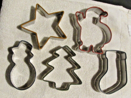 5 Christmas-Themed Stainless Steel Cookie Cutters Silicone Top Edge - £8.83 GBP