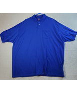 Hanes Polo Shirt Mens Size 4XL Blue Knit Cotton Short Sleeve Collared Po... - £9.21 GBP