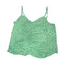 LUSH Green Floral Print Ruched Front Smocked Back Cami Tank Top Women Si... - $10.36