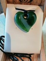 Beautiful Genuine Jade heart shape large pendant / necklace ( 35mm ) - £67.86 GBP