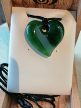 Beautiful Genuine Jade heart shape large pendant / necklace ( 35mm ) - £67.94 GBP