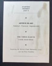 Arthur Blake Impressionist &amp; Three Rascos Comedy Paper Receipt Invitation c1950s - £7.89 GBP