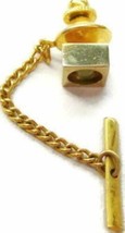 Green Necktie Lapel Hat Push Pin Signed Swank Gold Tone Men Vintage Tie Tack - £13.24 GBP