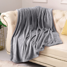 Fleece Blanket Throw Grey Lightweight Super Soft Cozy - £12.84 GBP