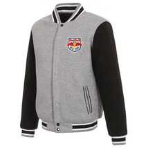 Grey Wool Black Genuine Leather Sleeves Varsity Jacket - $2,397.51 MXN+