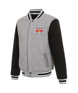 Grey Wool Black Genuine Leather Sleeves Varsity Jacket - $182.42 CAD+
