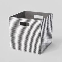Brightroom Fabric Bin 13x13 Black Textured Stripes - $342.73 MXN