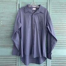 Priorities Van Heusen Fitted Blue Button Up Collard Shirt ~ Sz 17.5 34 35 - $22.49