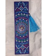 Purple and Blue Mandala, Mosaic bookmark, Leather Tassel Bookmark, Journ... - $21.77 CAD