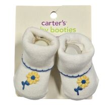 Carter&#39;s Baby Booties White Flower Embroidered 0-3 Months Infant Newborn... - $452.38 MXN