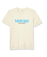 Marky G 6440 Adult Unisex &#39;Nantucket&#39; Graphic Sueded V-Neck T-Shirt Natu... - $106.81 MXN