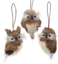 Kurt Adler Set Of 3 Plush Brown Hanging Owl Christmas Ornaments C2279 - £16.51 GBP