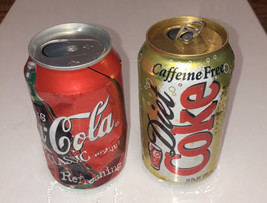 Coca-Cola Classic &amp; Diet Caffeine Free Coke Vintage 1996-1997 Dented Cans - £1.85 GBP