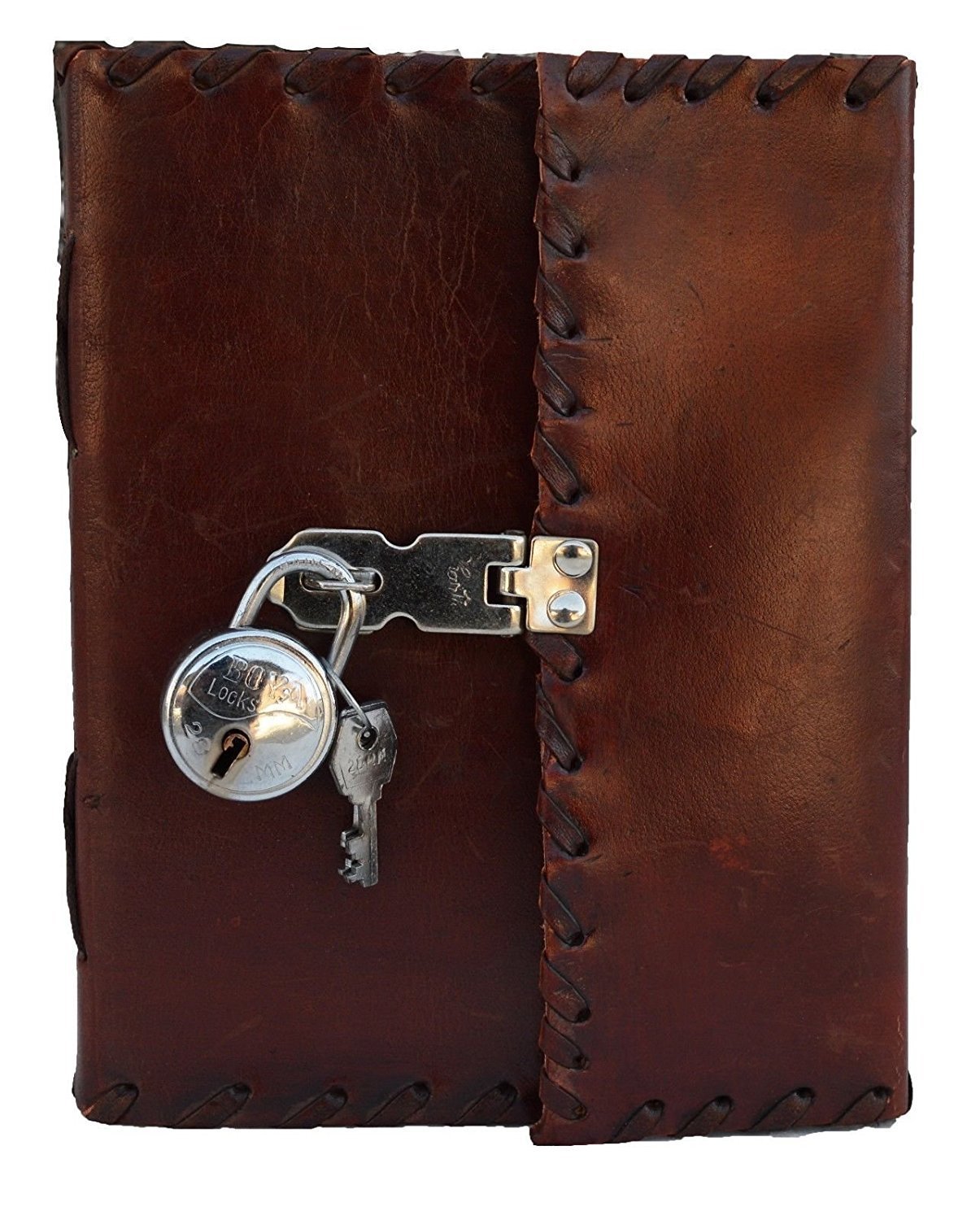Primary image for 10" Leather Journal with lock Writing Pad Blank Notebook Handmade Notepad For Me