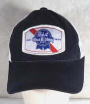 Pabst Blue Ribbon Hat Cap Snap Back Navy White Mesh Trucker Patch Mens B... - $12.82