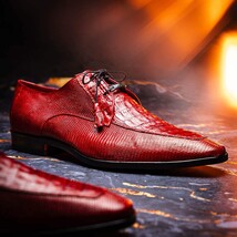 Men's Shoes caiman and lizard dress derby Merida Red image 9