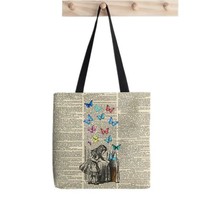 Shopper Cheshire Alice in Wonder Printed Tote Bag women Harajuku shopper handbag - £118.78 GBP