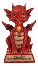 Fantasy Red Fire Koan Cartoon Chibi Dragon Figurine What Would A Dragon Do? - £18.43 GBP
