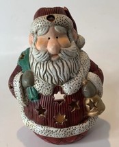 Vintage Terra Cotta Santa Candle Holder Figurine Seasonal Decoration Stars - £6.49 GBP