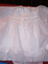 White Organza Baby Dress with under slip and bonnet image 2