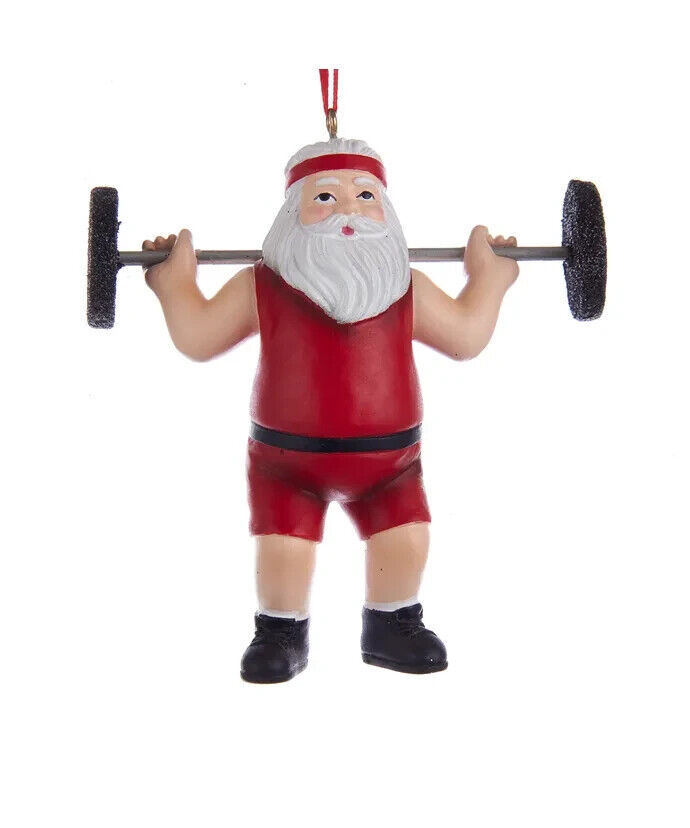 Primary image for Kurt Adler 4.13" Resin Weightlifter Santa Christmas Ornament A1861