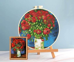 Van Gogh cross stitch bouquet pattern pdf - Poppy cross stitch Van Gogh Flowers  - £4.16 GBP
