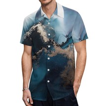Mondxflaur Marble Texture Button Down Shirts for Men Short Sleeve Pocket... - £20.77 GBP