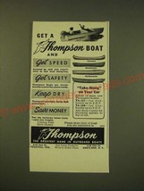 1950 Thompson Boats Ad - Get a Thompson Boat and get speed get safety keep dry  - £14.48 GBP
