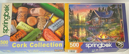 2 Springbok 500 piece Jigsaw Puzzle, Cork Collection &amp; Sun Kissed Cabin-Complete - $13.95