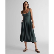 Quince Womens Tencel Jersey Fit &amp; Flare Dress Pockets Stretch Dark Olive Green S - £26.83 GBP