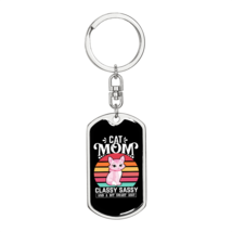Classy Sassy  Mom Stainless Steel or 18k Gold Premium Swivel Dog Tag Keychain - £30.32 GBP+