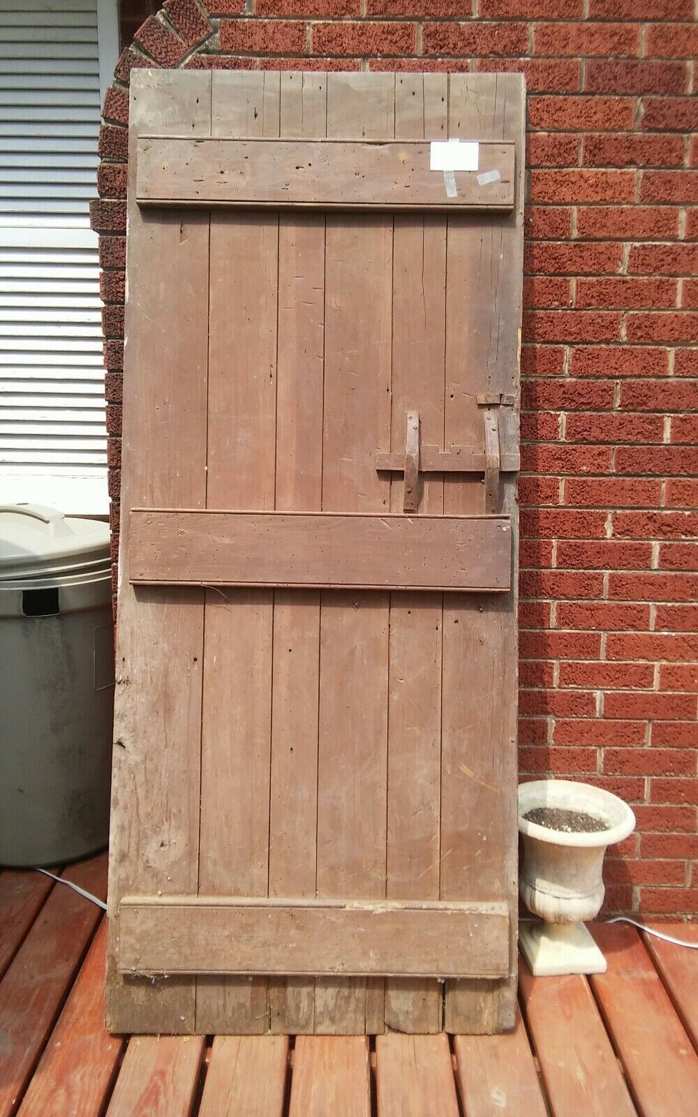 Antique Board &amp; Batten Wood Latch Barn Shed Door 71x30 Metal Hinge - $129.99