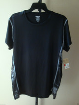 New Reebok Men&#39;s Fitness Exercise Performance Poly Blend Shirt Black w/Print L - £17.44 GBP