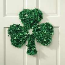 Large 18&quot; Diameter Shimmering Shamrock Shaped St. Patrick&#39;s Day Door Wal... - £12.20 GBP