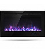 36 Inch Electric Fireplace Insert Wall Mounted with Timer - Color: Black... - £220.13 GBP