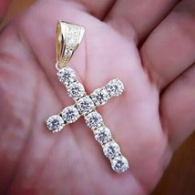 2.50Ct Round Cut Lab Created Diamond Cross Pendant 14K Yellow Gold Plated - $142.49